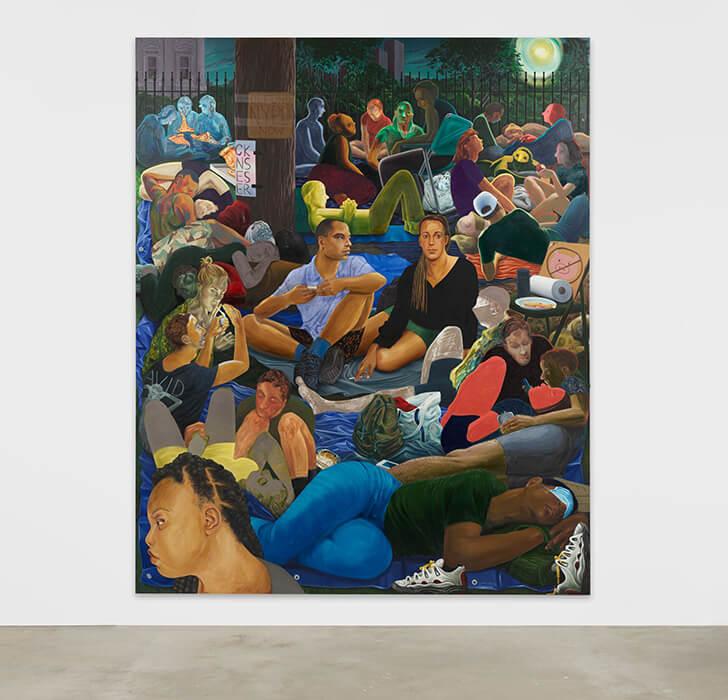 Nicole Eisenman, The Abolitionists in the Park, 2020-202,1 Oil on canvas 322.6 x 266.7 cm, Hauser & Wirth gallery.