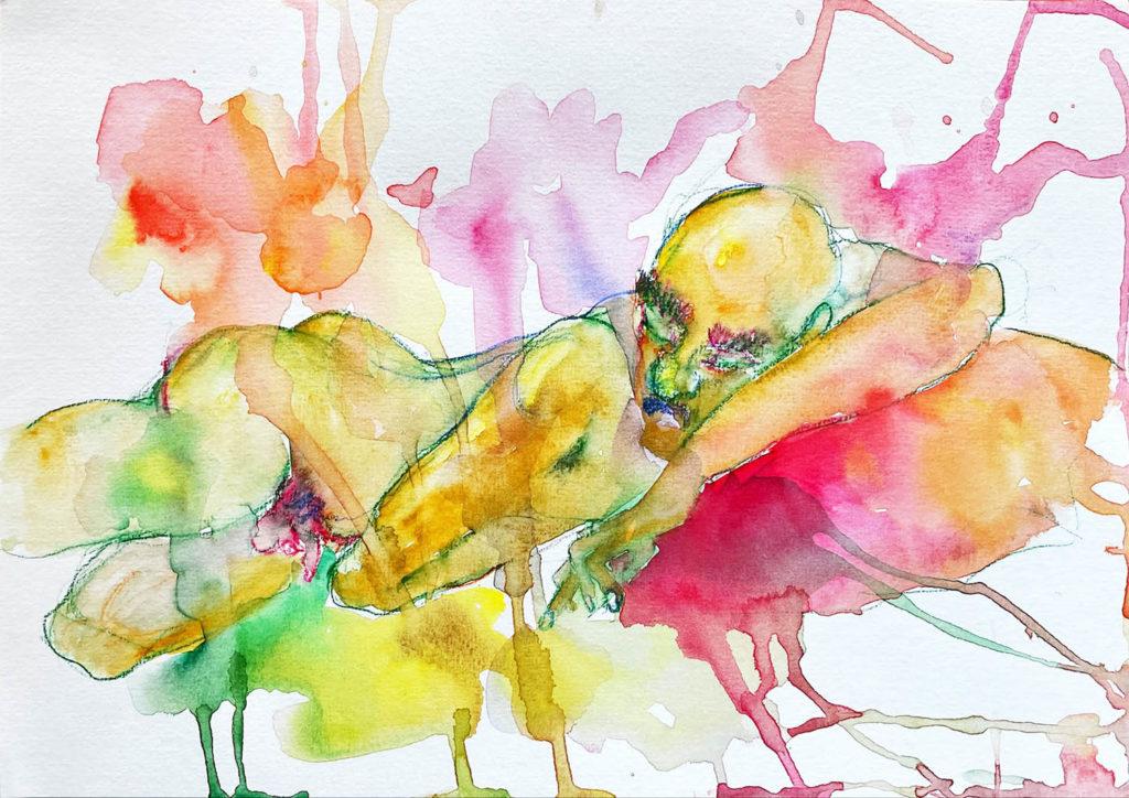 Daria Vinarskaya, Sleep, paper, watercolor, watercolor pencils, 210 x 297 mm